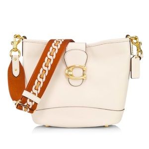 COACH Soft Calf Leather Tali Bucket Bag Chalk Color 2 Straps